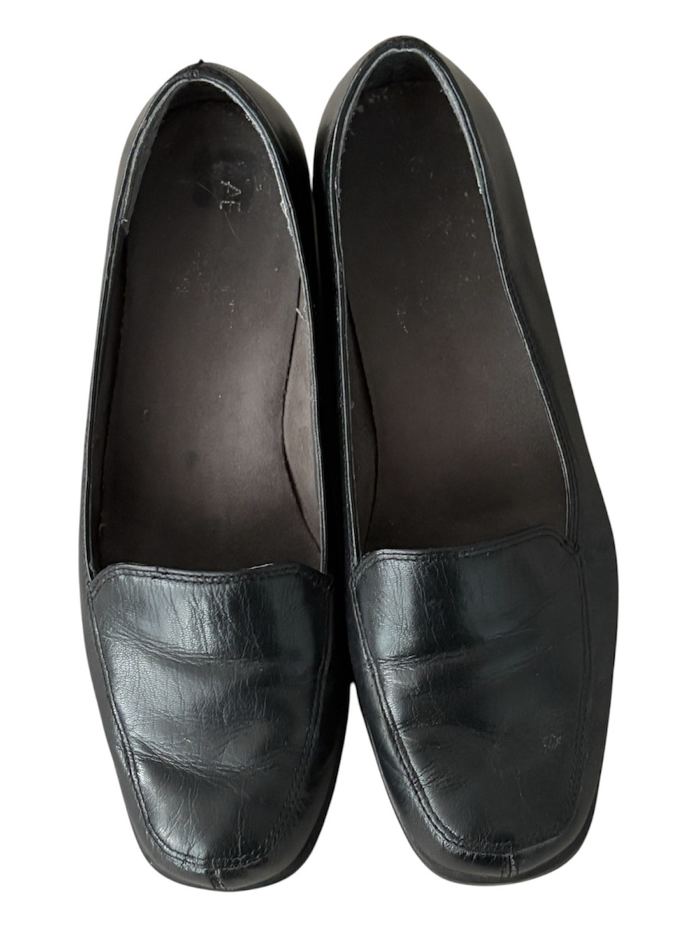Aerosoles Black Leather Wedge Loafers Slip On Size 7.5